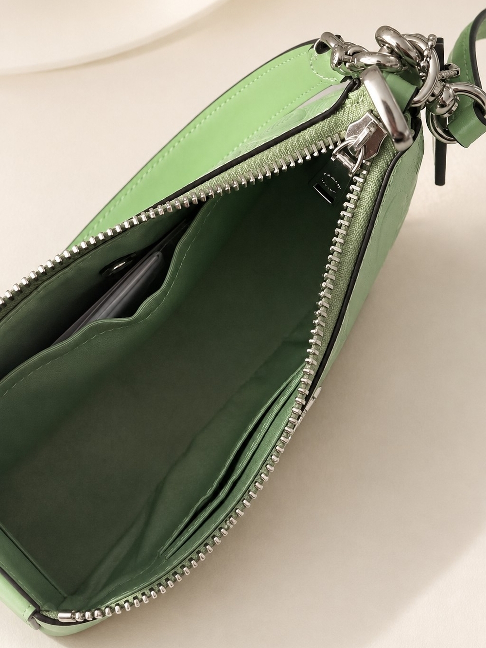 Coach Mint Green Embossed Signature Shoulder Bag With… - Gem